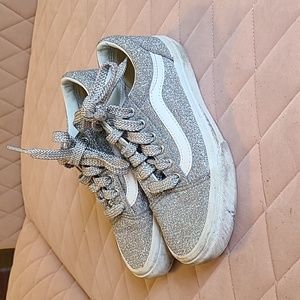 Kids silver sparkle Vans shoes